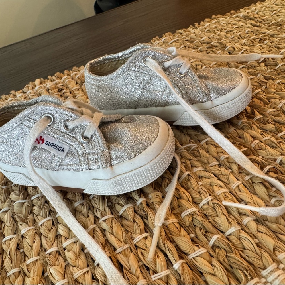 Superga Silver Sneakers Shiny Low-Top Casual toddler shoe